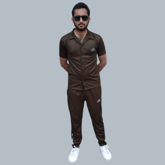 Men's Olive Green Safari Collar dri fit Tracksuit – Adidas Style Comfort Wear